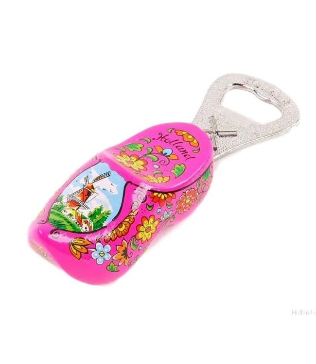 Fuchsia Holland Wooden Shoe Bottle Opener
