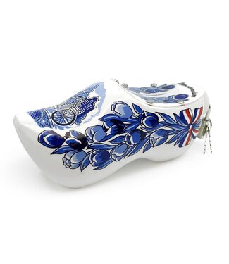 Delft Blue w/Flag Wooden Shoe Money Bank Holland