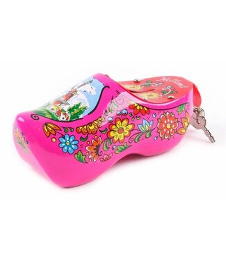 Fuchsia Wooden Shoe Money Bank