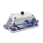 Delft Blue Windmill Butter Dish