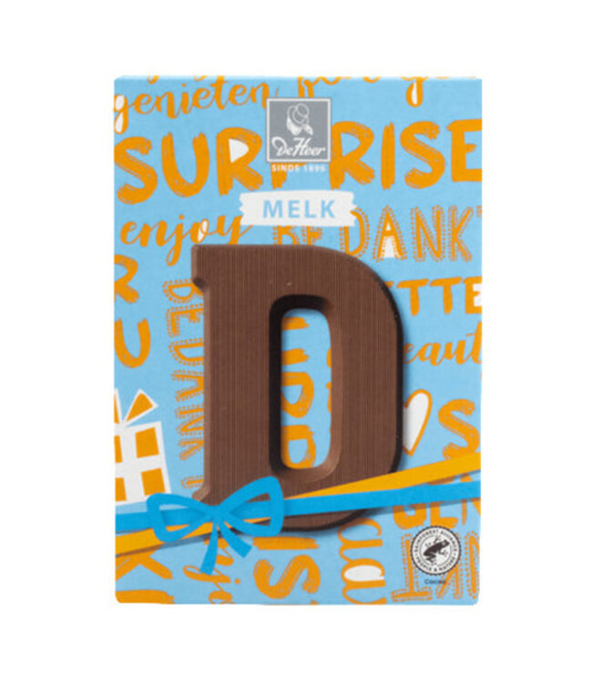 DeHeer Milk Chocolate Letter 65g D