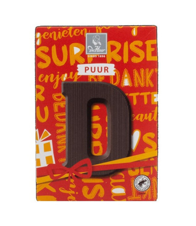 DeHeer Dark Chocolate Letter 65g D