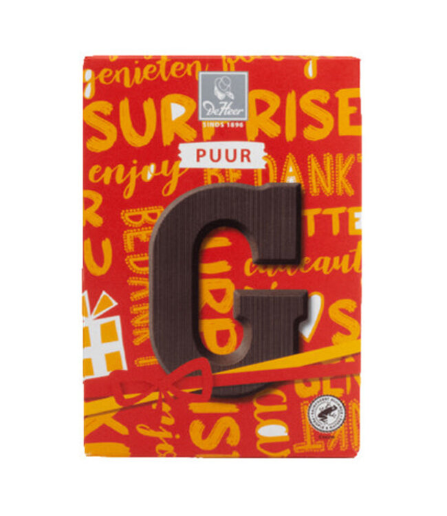 DeHeer Dark Chocolate Letter 65g G