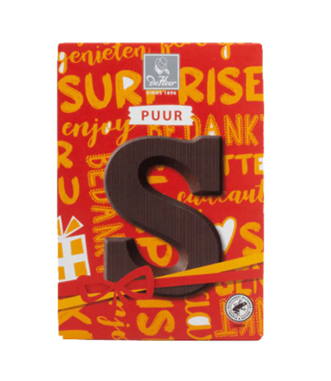 DeHeer Dark Chocolate Letter 65g S