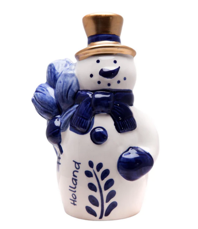 Snowman - Delft Blue & Gold Christmas Ornament (17cm H - 10cm W)