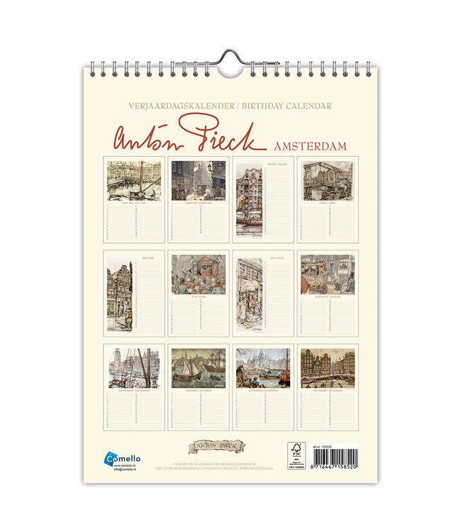 Anton Pieck Perpetual Birthday Calendar Amsterdam