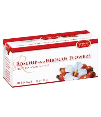 3 Crown Rosehip and Hibiscus Flowers 20 Bags