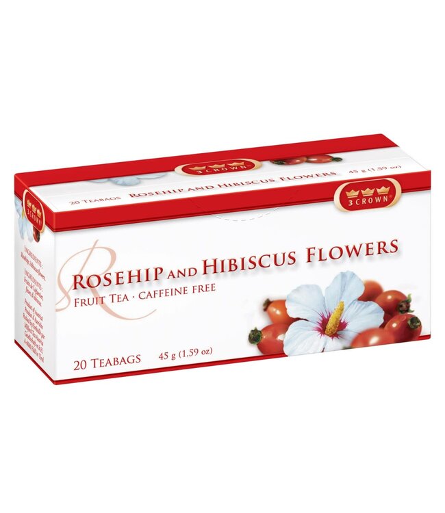 3 Crown Rosehip and Hibiscus Flowers 20 Bags