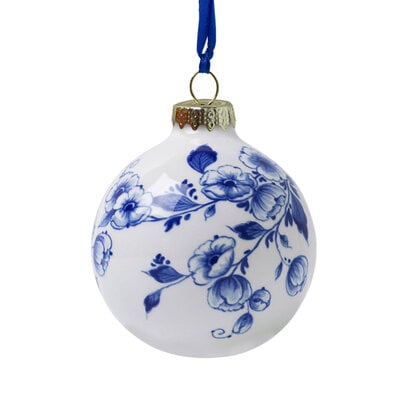 Ball - Delft Blue Flowers  Christmas Ball 5cm