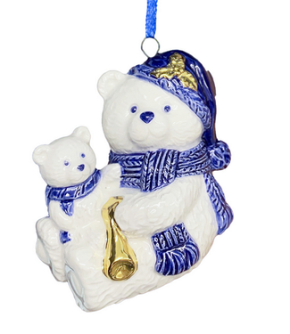 Bear - Delfts Blue & Gold Christmas Ornament