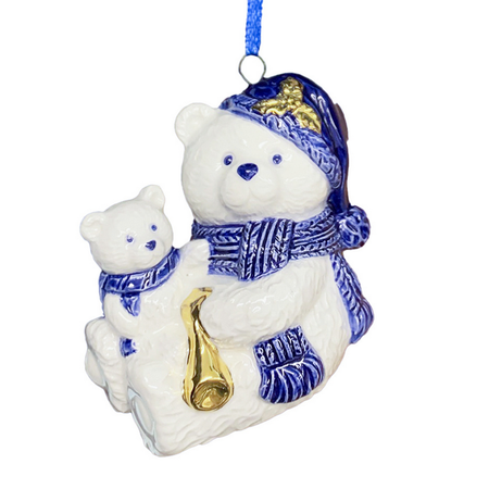 Bear - Delfts Blue & Gold Christmas Ornament