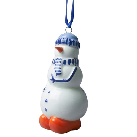 Snowman -  Blue  & Orange  Christmas Ornament
