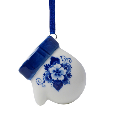 Mitten - Delfts Blue Flowers Christmas Ornament