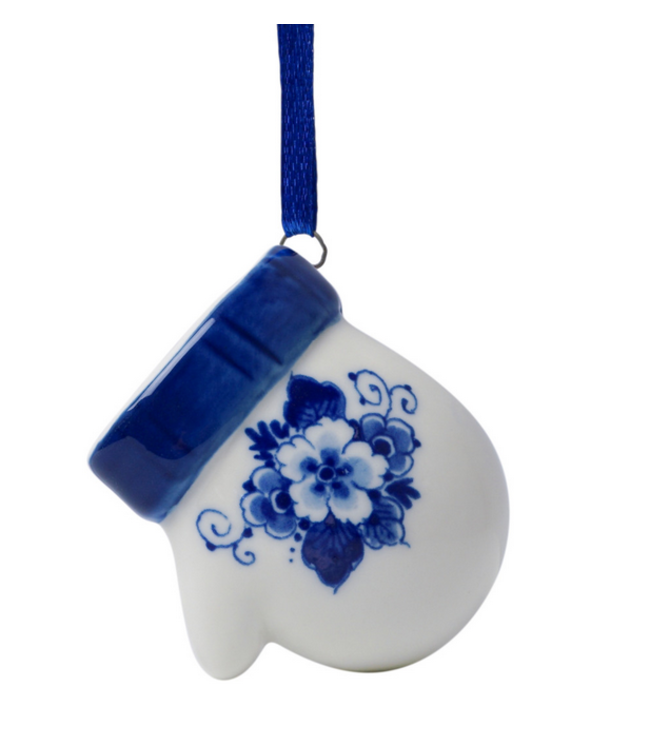 Mitten - Delfts Blue Flowers Christmas Ornament