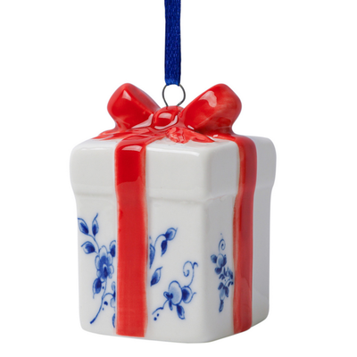 Present - Delft Blue & Red Christmas Ornament