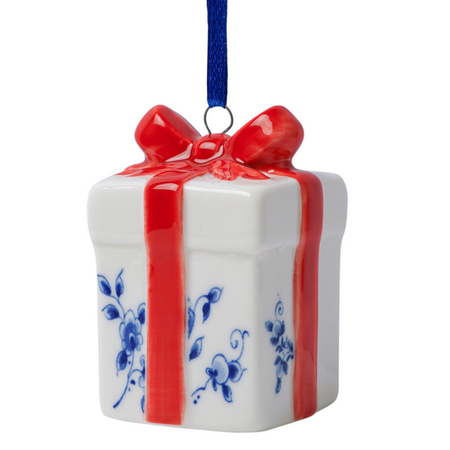 Present - Delft Blue & Red Christmas Ornament