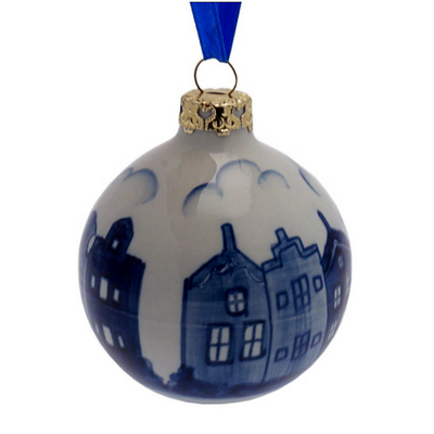 Ball - Delft Blue Canal Houses Christmas Ornament 7cm