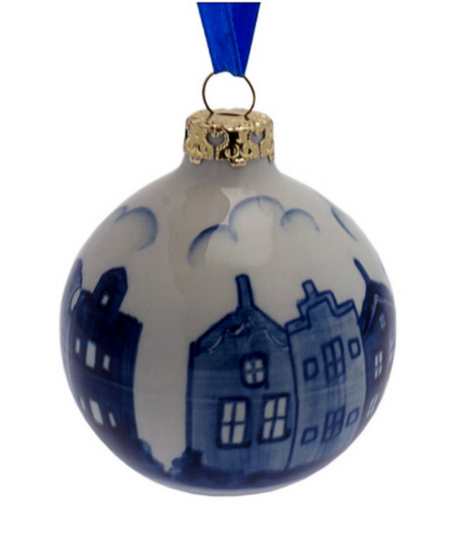 Ball - Delft Blue Canal Houses Christmas Ornament 7cm