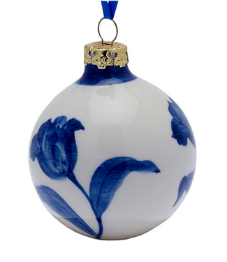 Ball - Delft Blue Tulips Christmas Ornament