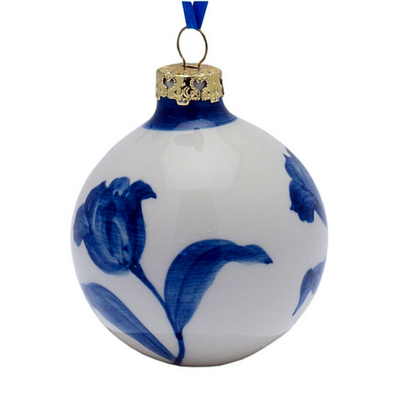 Ball - Delft Blue Tulips Christmas Ornament