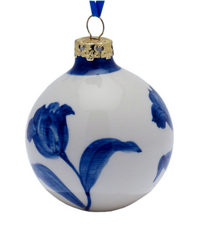 Ball - Delft Blue Tulips Christmas Ornament