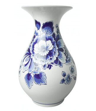 23cm Delft Blue Belly Vase - Flowers