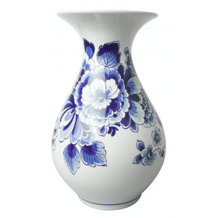 23cm Delft Blue Belly Vase - Flowers