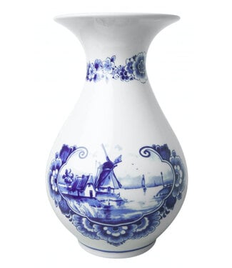 Delft Blue Windmill Belly Vase - 23cm