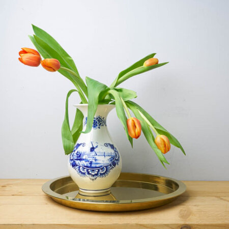 23cm Delft Blue Belly Vase - Windmill