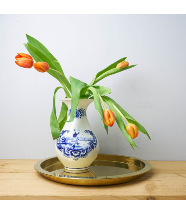 Delft Blue Windmill Belly Vase - 23cm