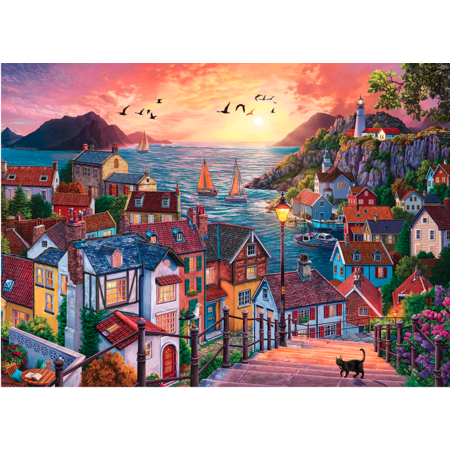 Coastal Town at Sunset Puzzle 1000pc