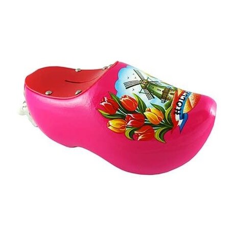 Pink Wooden Shoe Money Bank