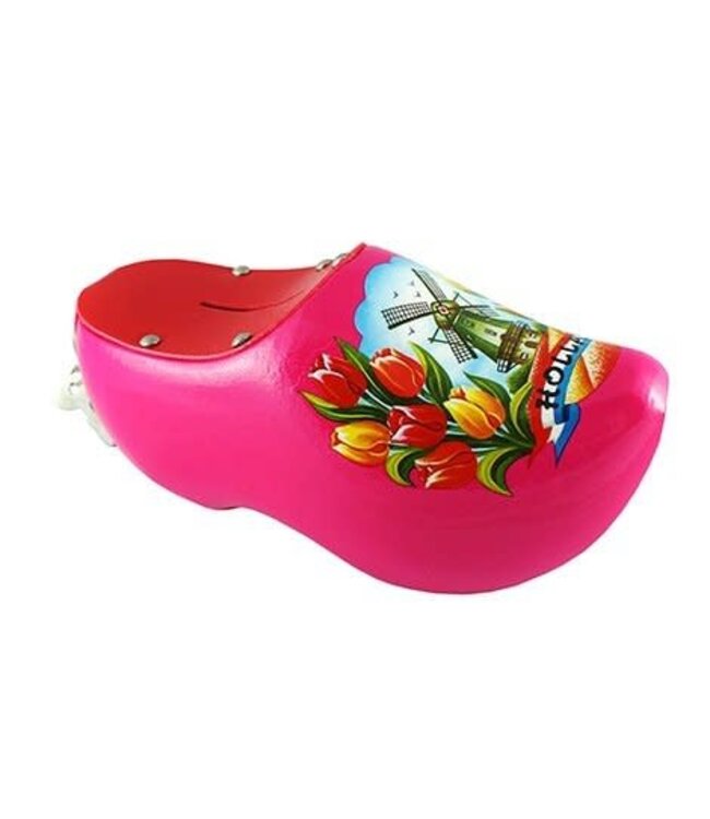 Pink Wooden Shoe Money Bank