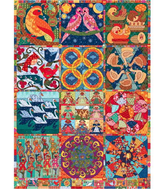 Twelve Days of Christmas Quilt Puzzle 1000pc