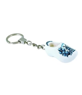 Delft Blue Single Wooden Shoe Keychain