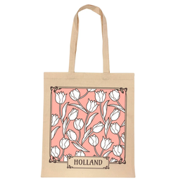 Holland Tulips White & Pink Shopping Bag (Cotton)