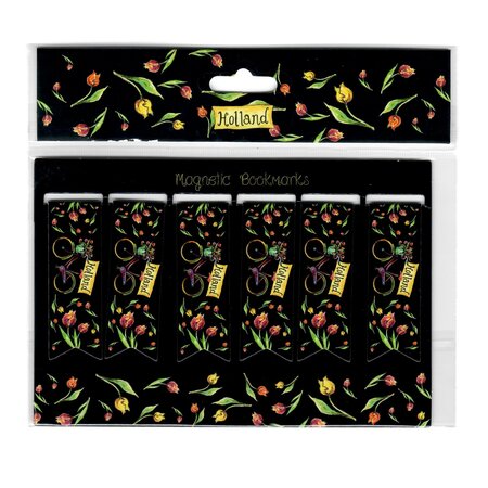 Tulips Bike Black Magnetic Bookmarks