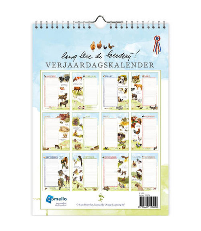 Rien Poortvliet Perpetual Birthday Calendar - Farm Life
