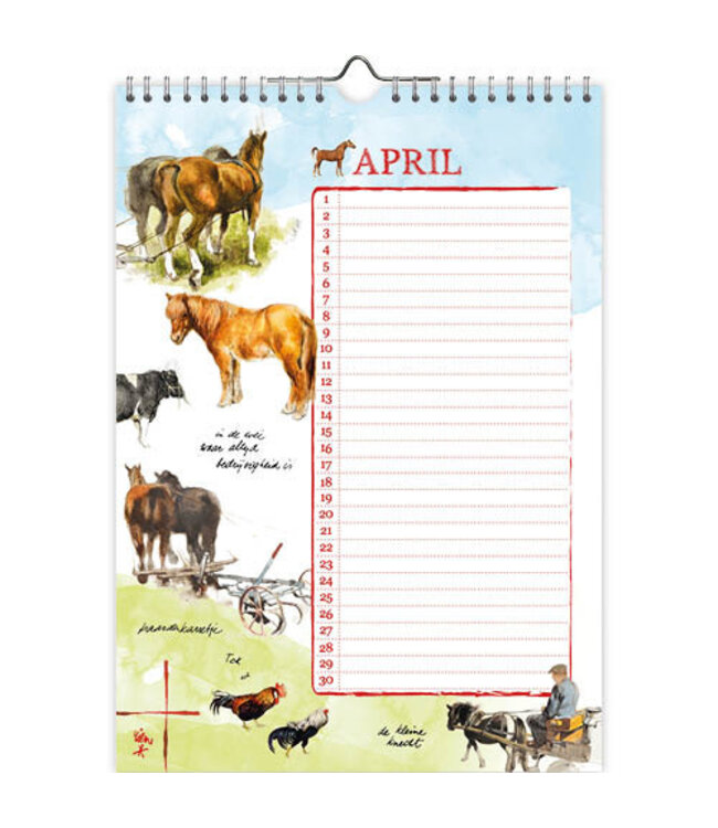Rien Poortvliet Perpetual Birthday Calendar - Farm Life