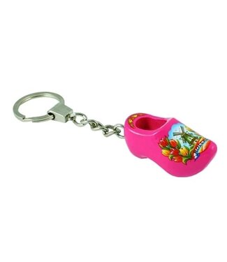 Pink Single Wooden Shoe Keychain