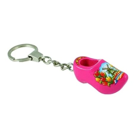 Pink Single Wooden Shoe Keychain