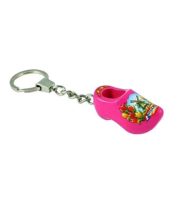 Pink Single Wooden Shoe Keychain