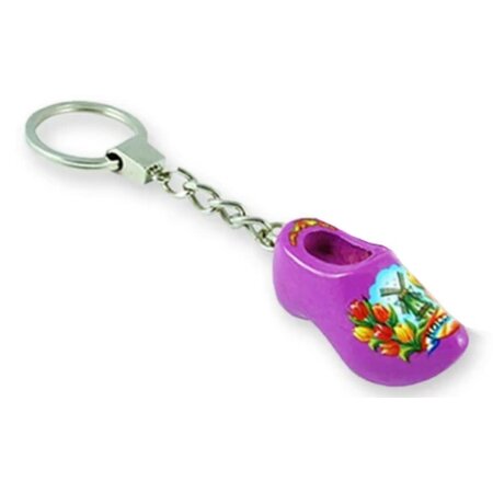 Purple Single Wooden Shoe Keychain