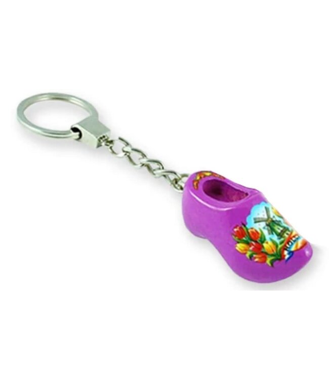 Purple Single Wooden Shoe Keychain