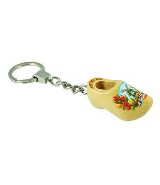 Varnished Single Wooden Shoe Keychain