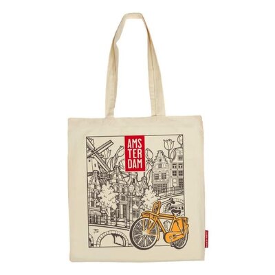Amsterdam Yellow Bike Shopping Bag (Cotton)