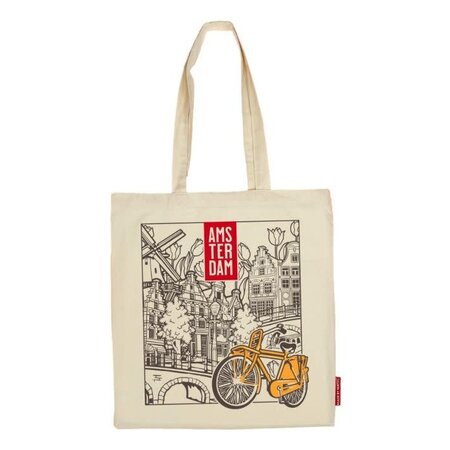 Amsterdam Yellow Bike Shopping Bag (Cotton)