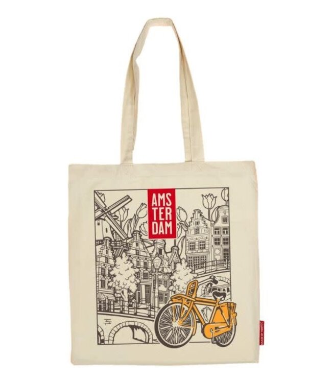 Amsterdam Yellow Bike Shopping Bag (Cotton)
