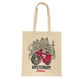 Amsterdam Red  Bike Shopping Bag (Cotton)