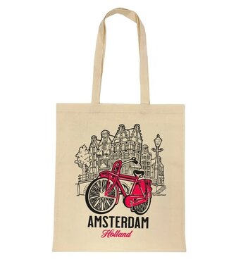 Amsterdam Red  Bike Shopping Bag (Cotton)